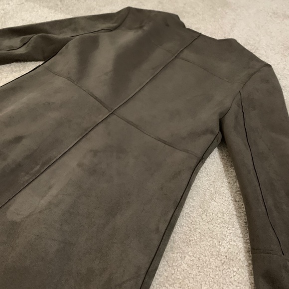 Olive Green Vegan Suede Jacket - Picture 7 of 8